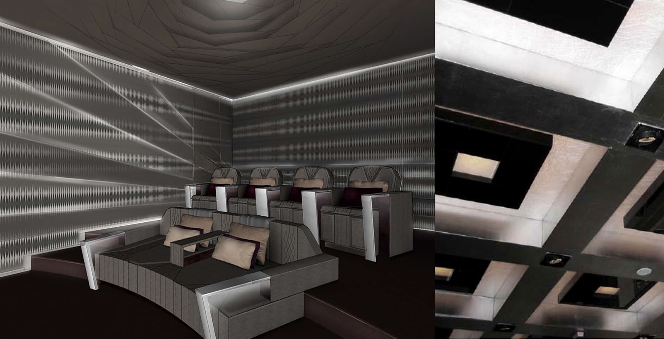 Luxury cinema room sitting place design idea
