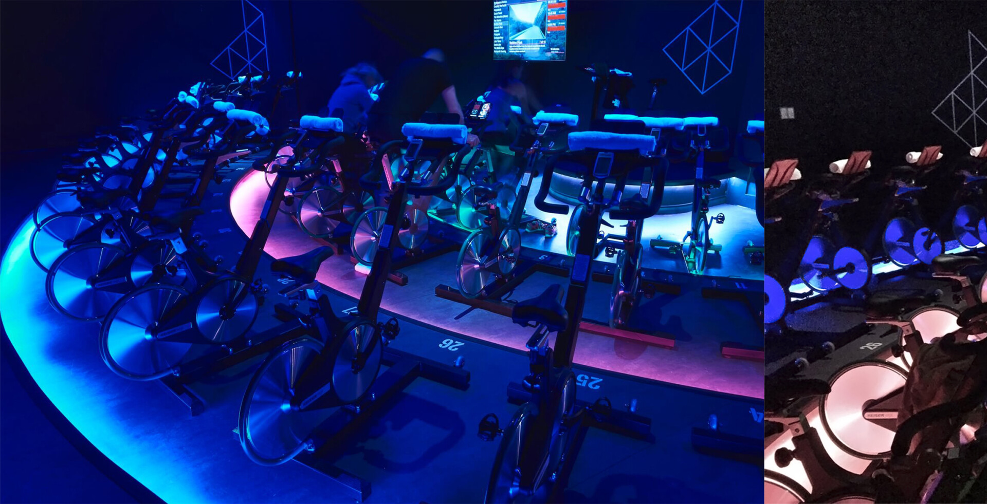 indoor cycling fitness in the dark
