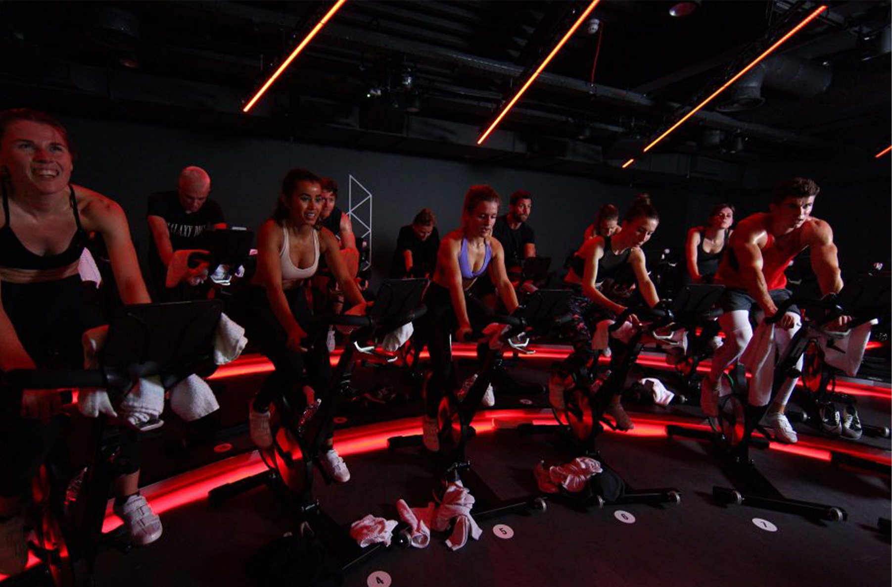 indoor stage cycling under the mood lighting